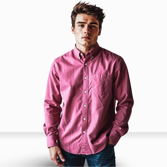 Vintage Y2K Abercrombie & Fitch Oxford Shirt Men’s S Pink Nantucket Red Relaxed - Picture 15 of 16